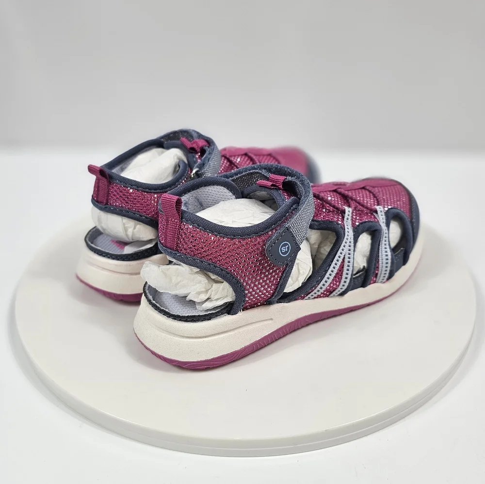 Munchkin by Stride Rite Coast Sandals Girls Sz 12M Pink Gray Adjustable Comfort - Picture 7 of 14